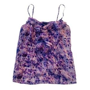 Floral Purple/Lavender Ruffle Blouse - Size Medium